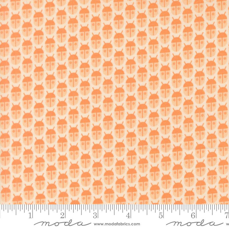 Popcorn Ladybug Peach - Quilt Fabric, zoomed in. Select this picture to zoom back out.