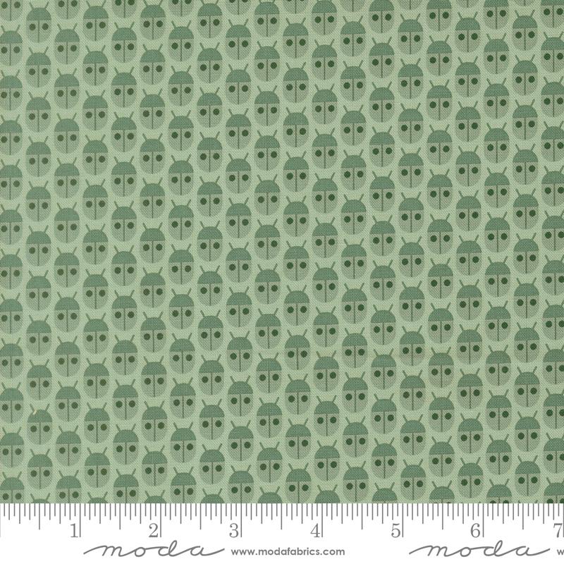 Popcorn Ladybug Mist - Quilt Fabric, zoomed in. Select this picture to zoom back out.