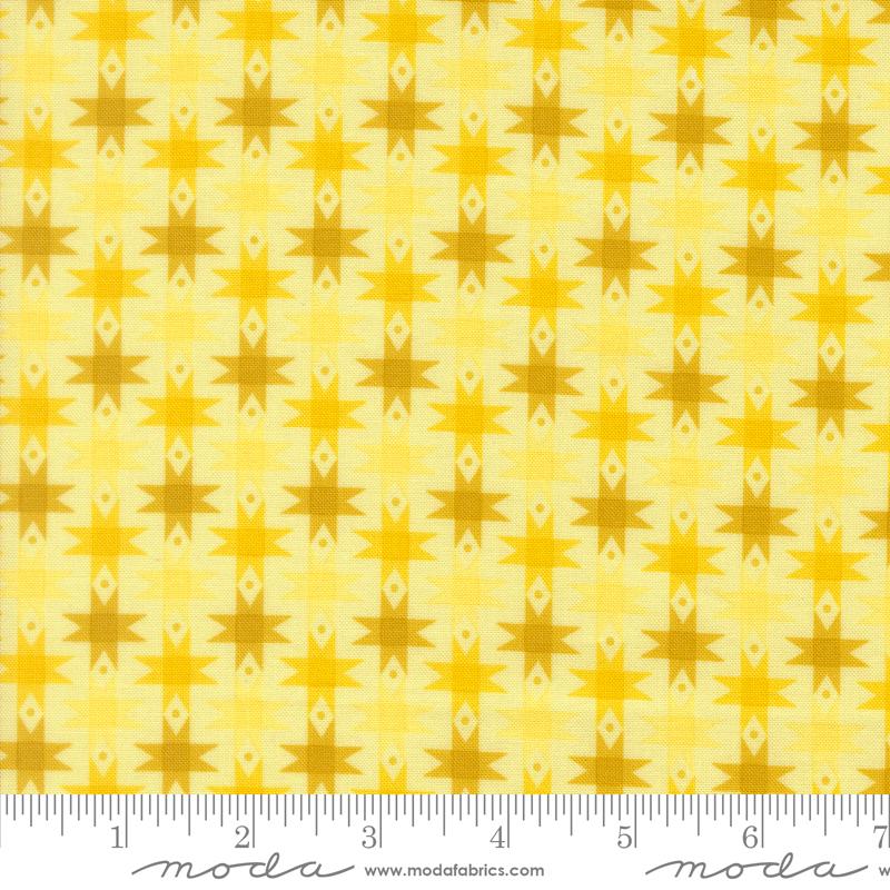 Popcorn Stars Sunshine - Quilt Fabric, zoomed in. Select this picture to zoom back out.