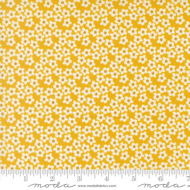 Popcorn Flowers Orange - Quilt Fabric, zoomed in. Select this picture to zoom back out.