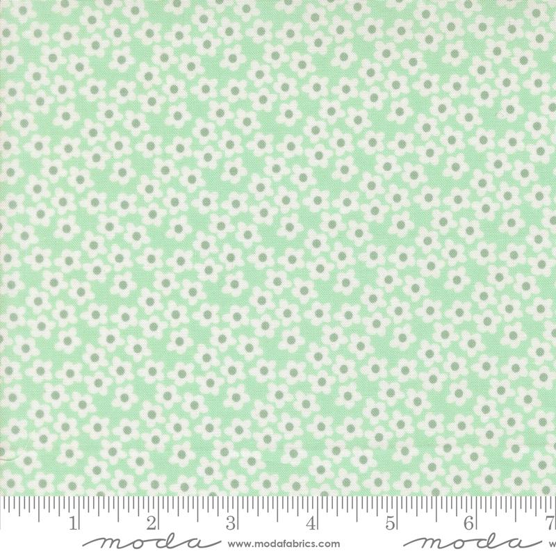 Popcorn Flowers Aqua - Quilt Fabric, zoomed in. Select this picture to zoom back out.