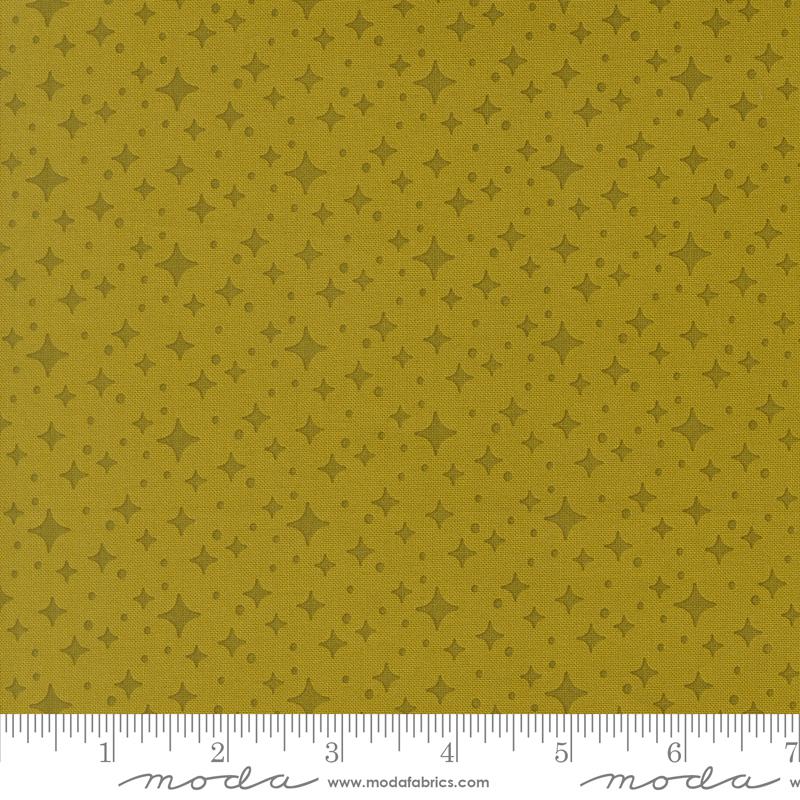 Popcorn Starburst Pesto - Quilt Fabric, zoomed in. Select this picture to zoom back out.