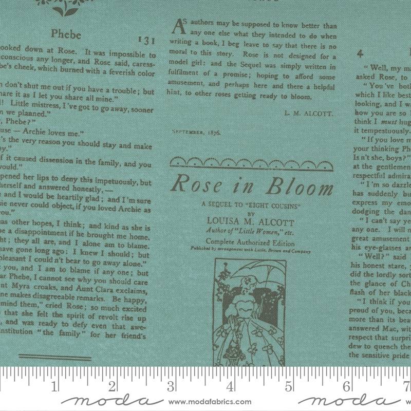 Love Note Dusty Sky - Alcott Book Pages - Quilt Fabric