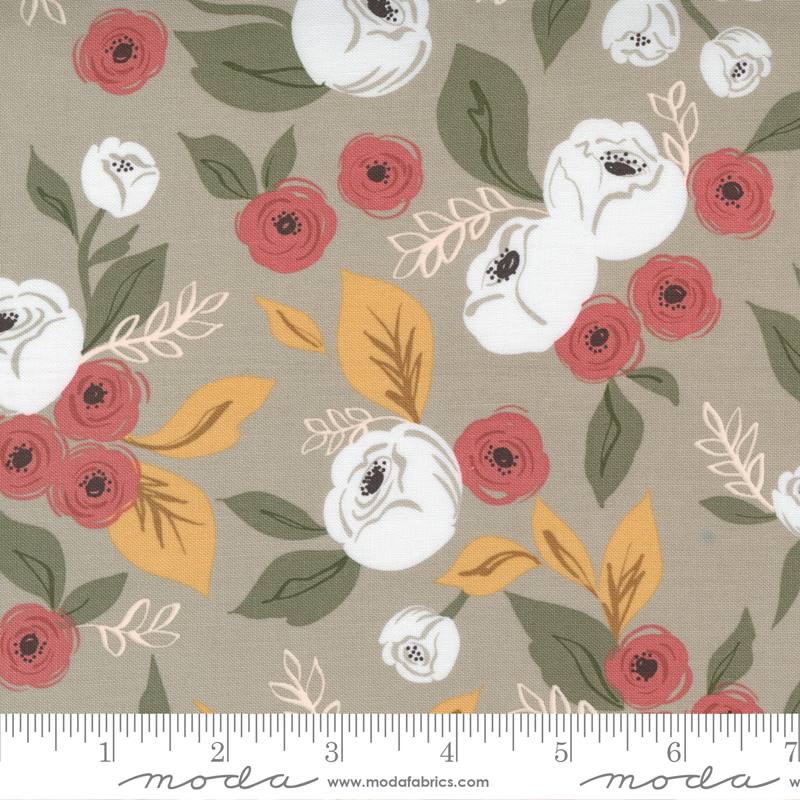 Flower Pot Taupe - Meadow Floral - Quilt Fabric