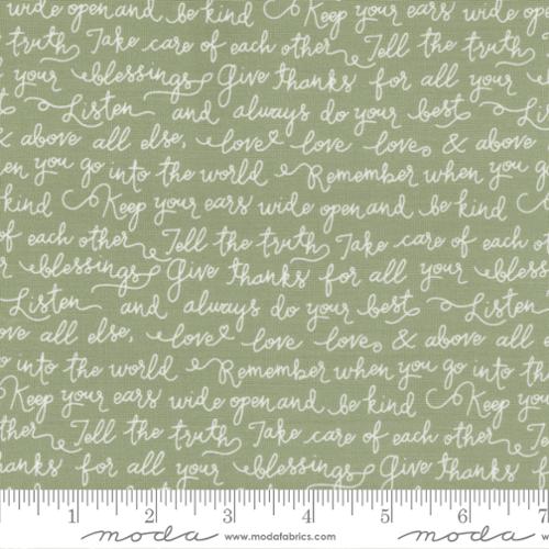 Country Rose Sage - Farmhouse Script - Quilt Fabric