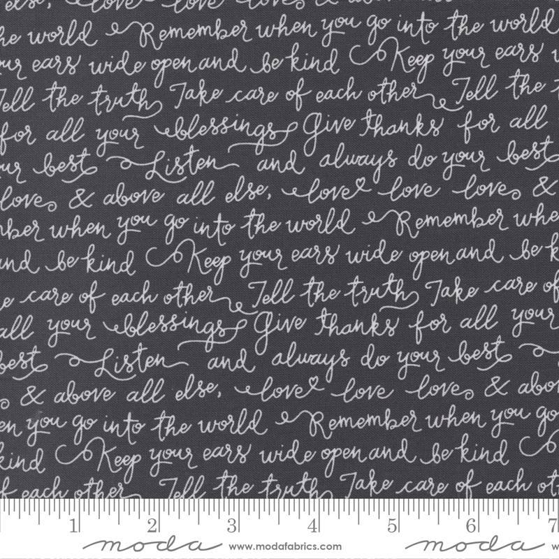 Country Rose Charcoal - Farmhouse Script - Quilt Fabric