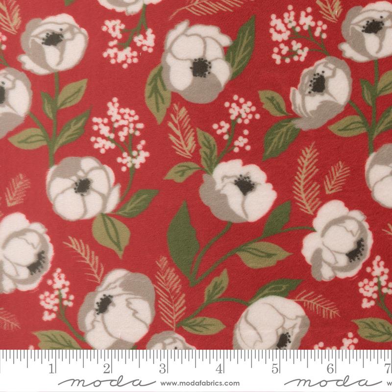 Christmas Eve Cuddle Flower Cranberry - Quilt Fabric