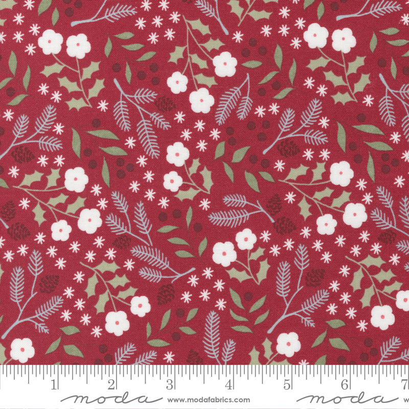 Christmas Eve Cranberry - Winter Botanical Small - Fabric