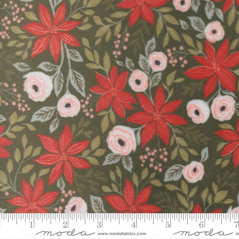 Christmas Eve Cuddle Poinsettia Wintergreen - Quilt Fabric
