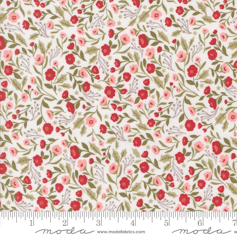 Berry And Pine Posy - Snow - Quilt Fabric