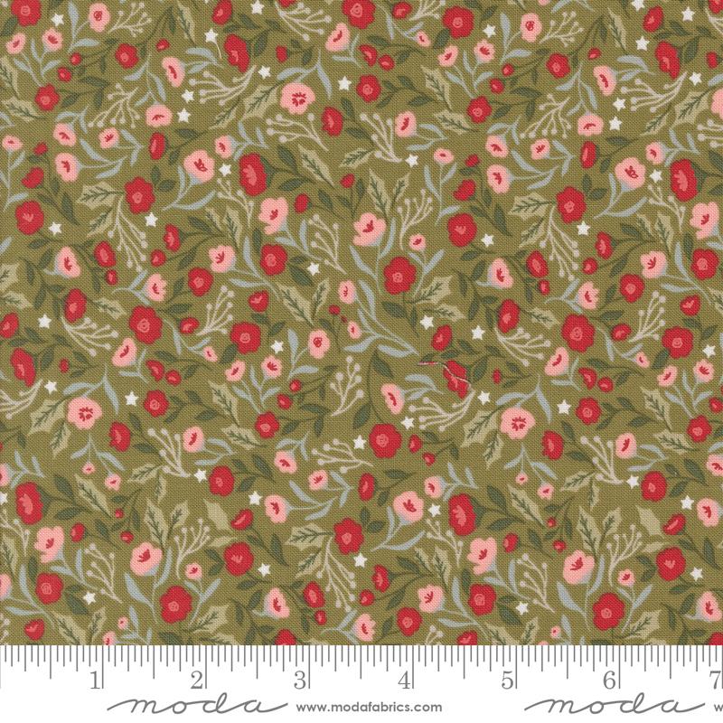 Berry And Pine Posy - Sage - Quilt Fabric