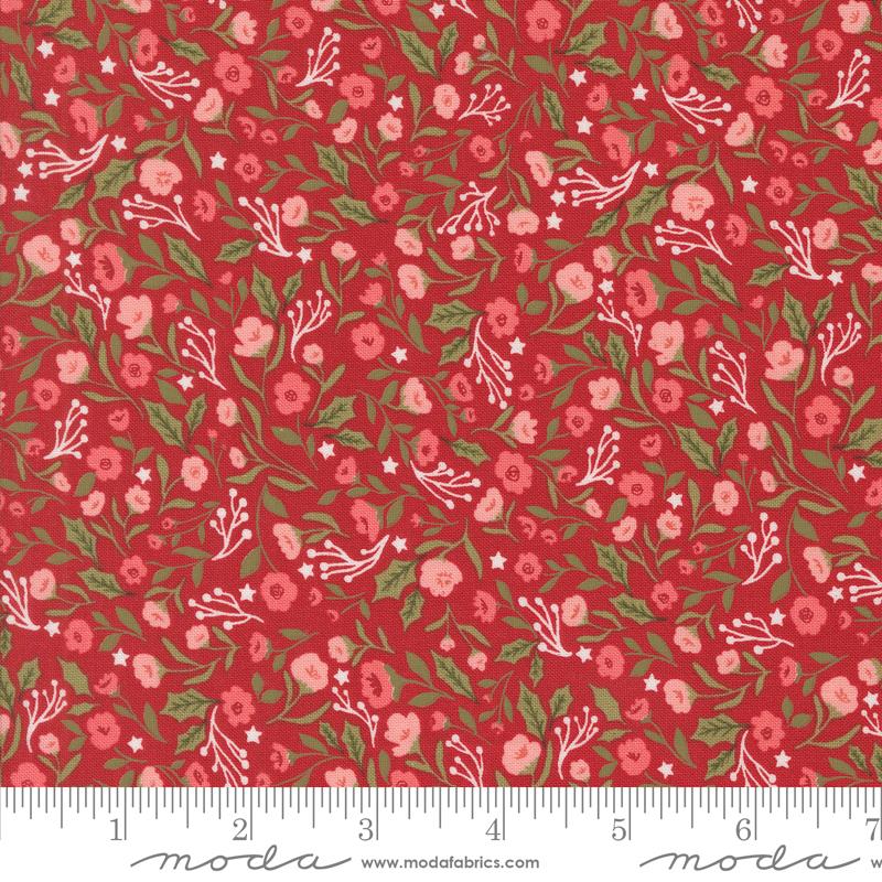 Berry And Pine Posy - Cranberry - Quilt Fabric