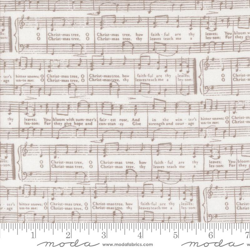Berry And Pine Music - Snow - Christmas Quilt Fabric