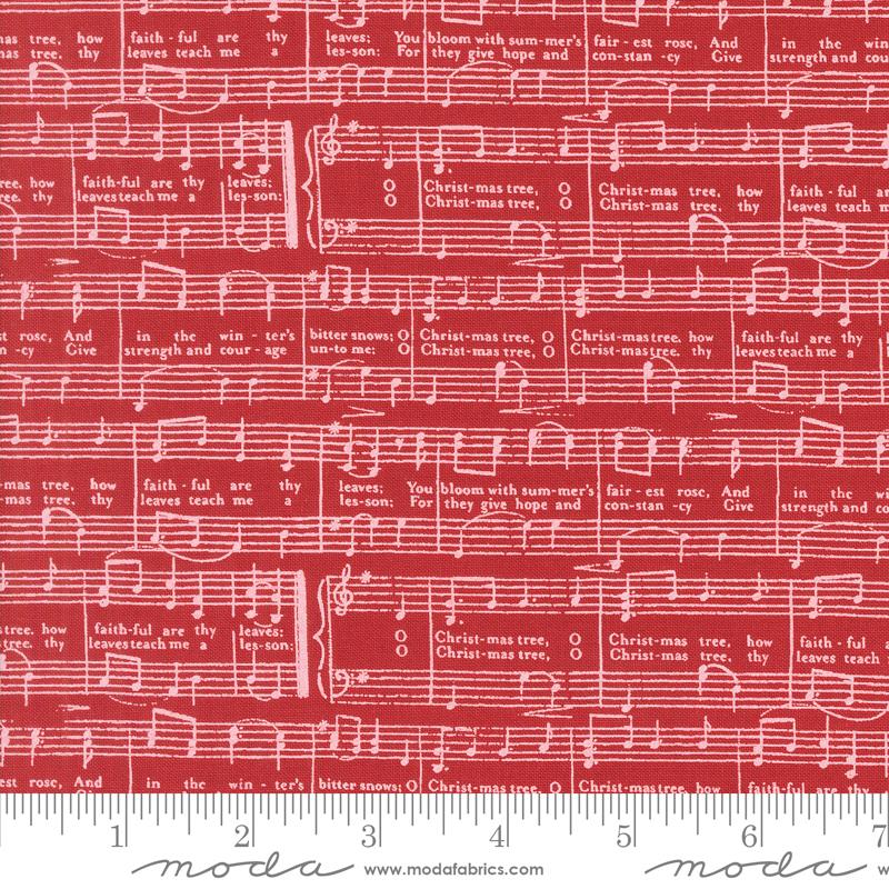 Berry And Pine Music - Cranberry - Christmas Quilt Fabric