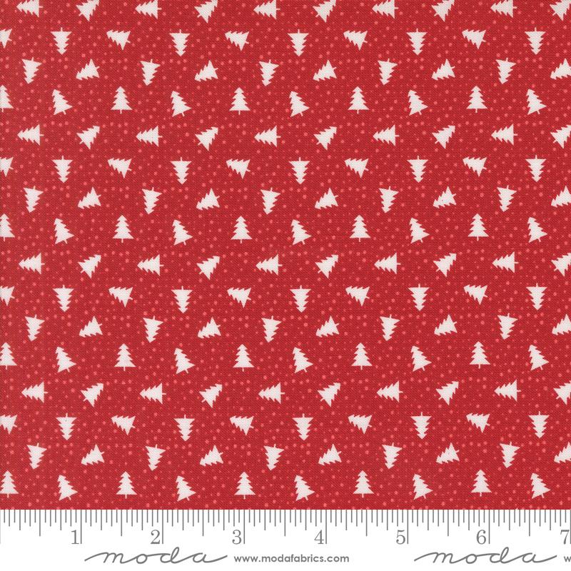 Berry And Pine Trees - Cranberry - Quilt Fabric