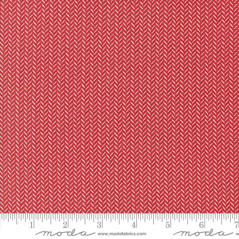 Berry And Pine Herringbone - Cranberry - Quilt Fabric