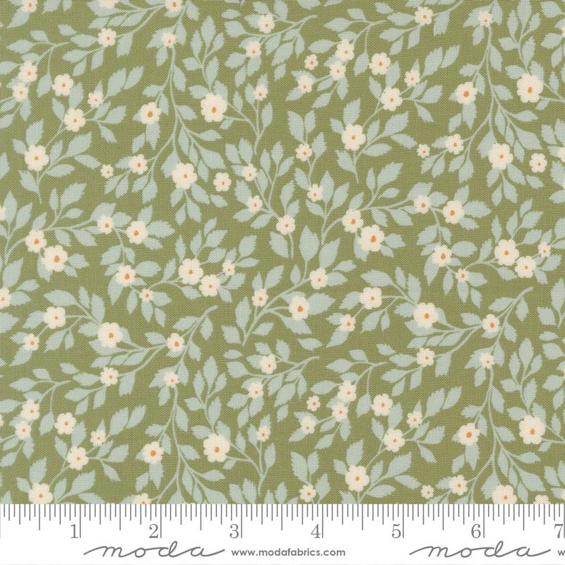 True Love Flowers Fern Robins Egg - Quilt Fabric