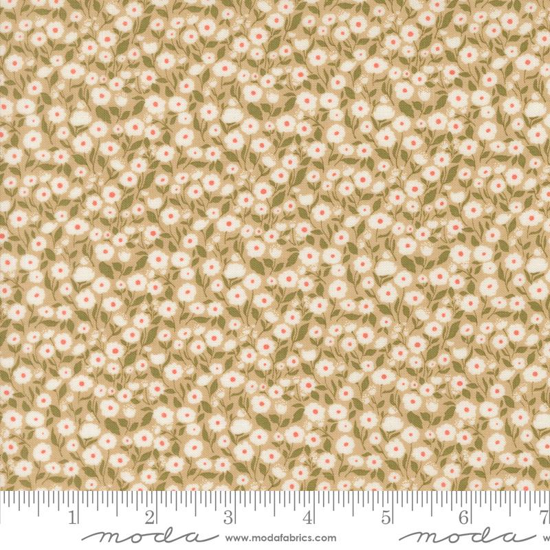 Garden Glam Floral Oatmeal - Quilt Fabric, zoomed in. Select this picture to zoom back out.