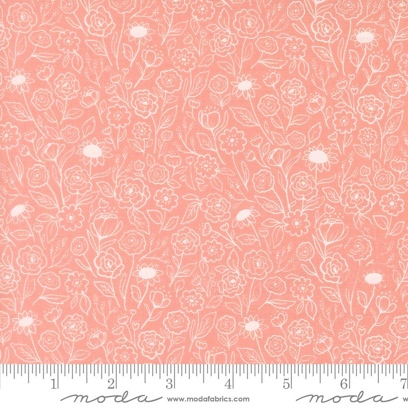 Garden Glam Sketch Carnation - Quilt Fabric, zoomed in. Select this picture to zoom back out.