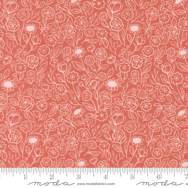 Garden Glam Sketch Rose Water - Quilt Fabric, zoomed in. Select this picture to zoom back out.