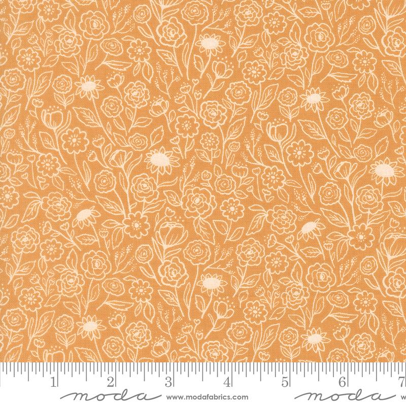 Garden Glam Sketch Goldenrod - Quilt Fabric, zoomed in. Select this picture to zoom back out.