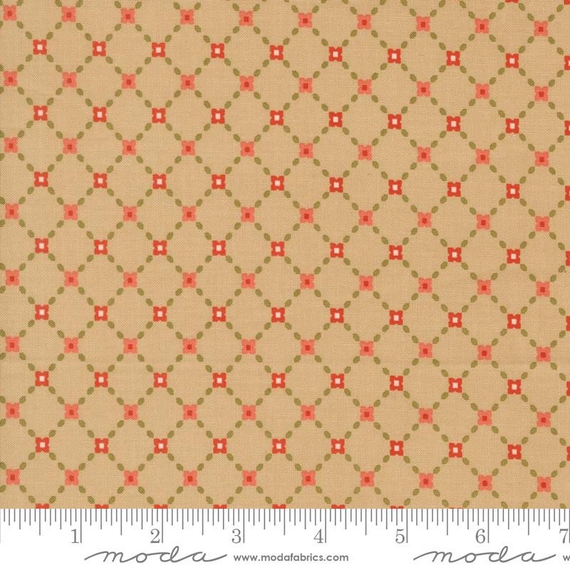 Garden Glam Trellis Oatmeal - Quilt Fabric, zoomed in. Select this picture to zoom back out.
