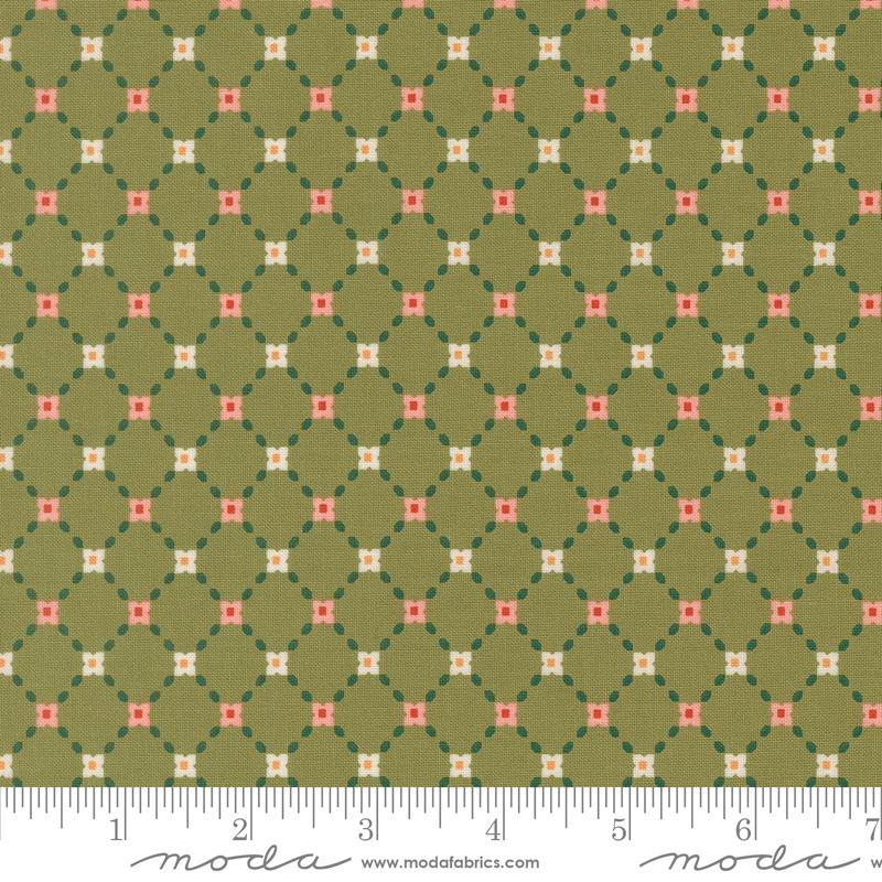 Garden Glam Trellis Grass - Quilt Fabric, zoomed in. Select this picture to zoom back out.