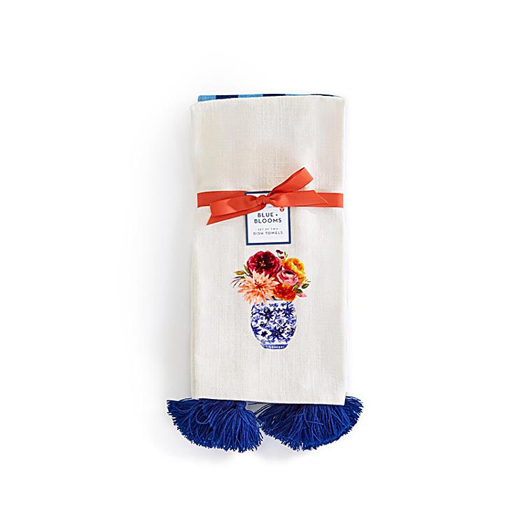 Dish Towel Blue and Blooms 2ct