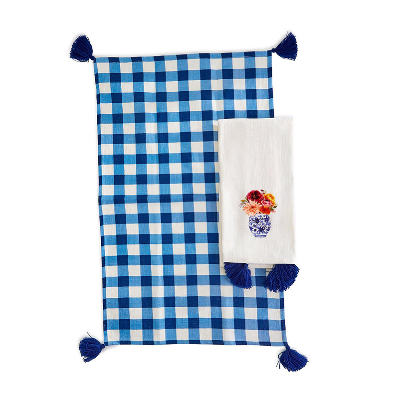 Dish Towel Blue and Blooms 2ct