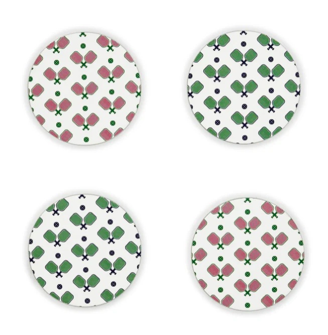 Pickleball Paper Coasters 24 ct., different perspective #1, zoomed in. Select this picture to zoom back out.