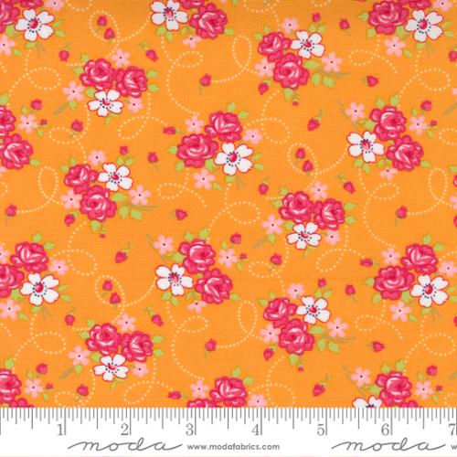 One Fine Day Orange - Bliss Roses Vintage - Quilt Fabric