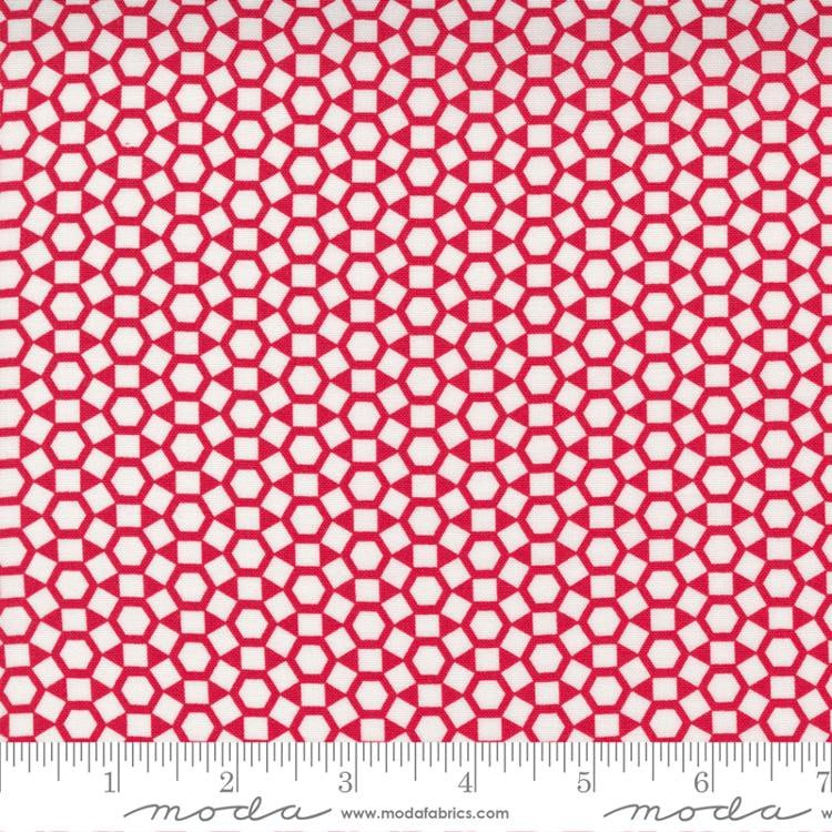 One Fine Day Red - Shine  Hexagon - Quilt Fabric