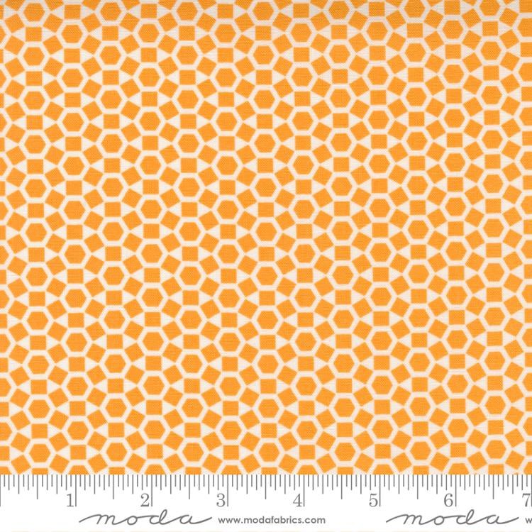 One Fine Day Orange - Shine  Hexagon - Quilt Fabric