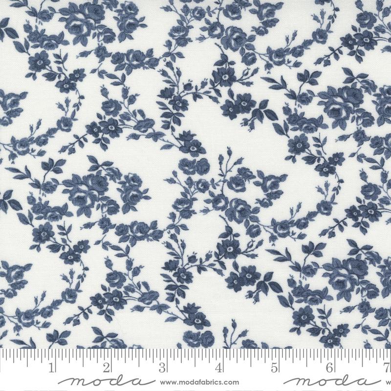 Nantucket Summer Floral Cream Navy - Quilt Fabric