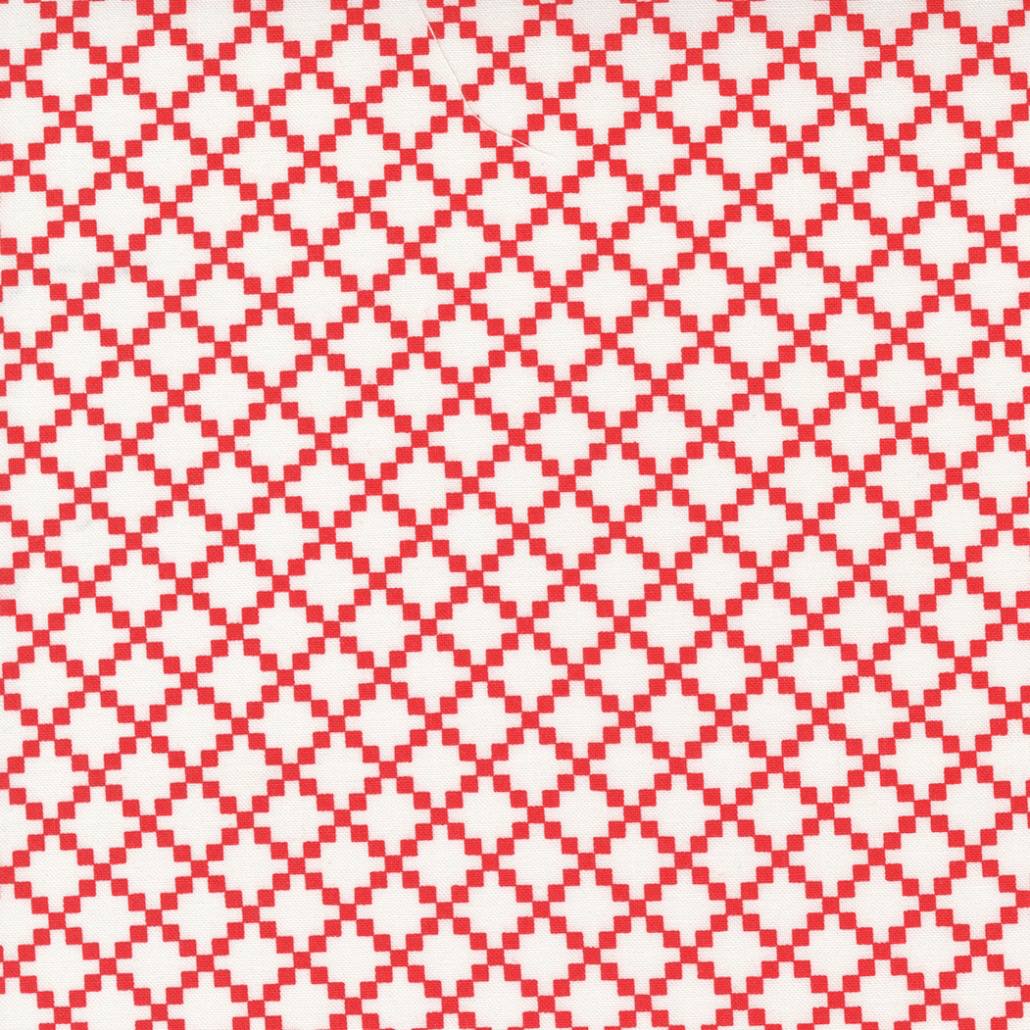 Dwell Nine Patch Cream Red - Quilt Fabric