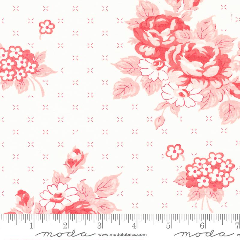Lighthearted Rosy Cream Pink - Large Floral - Quilt Fabric
