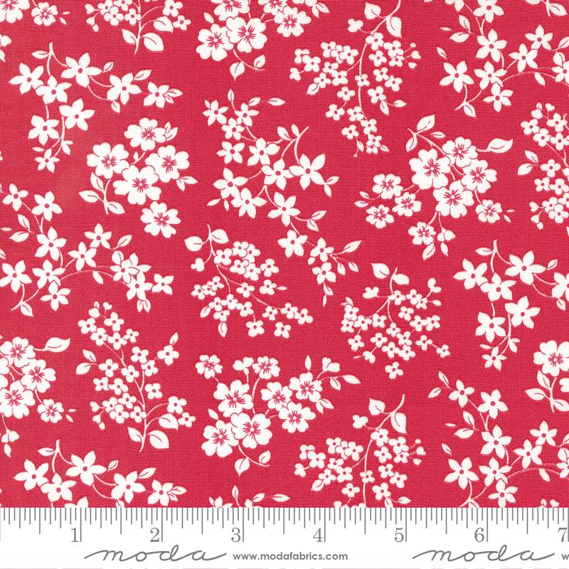 Lighthearted Gather Red - Florals - Quilt Fabric, zoomed in. Select this picture to zoom back out.