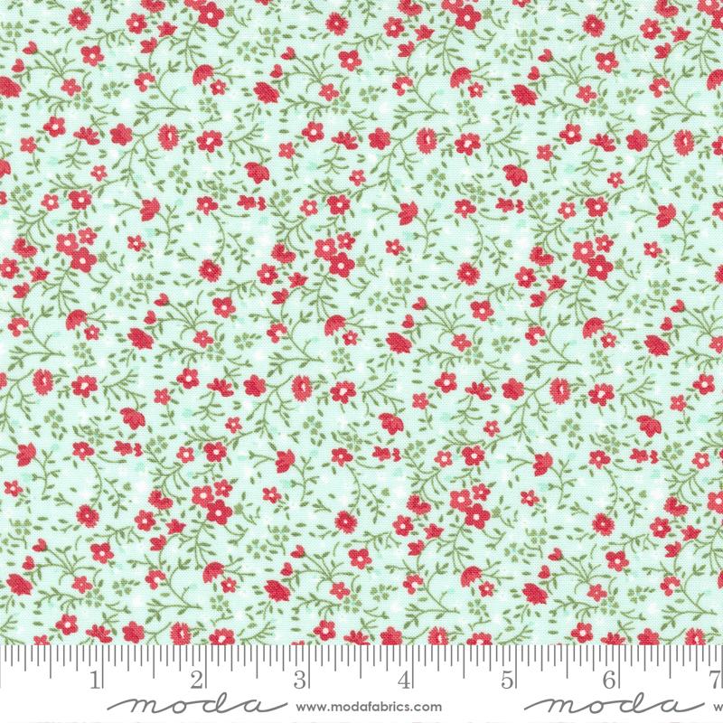 Lighthearted Meadow Light Aqua - Small Floral - Quilt Fabric