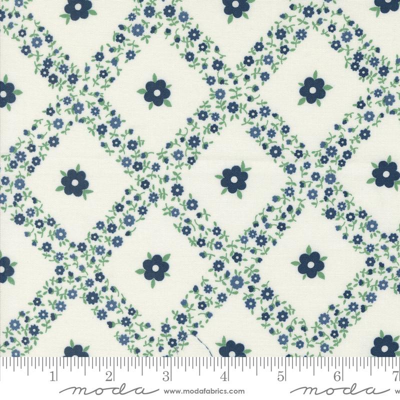 Rosemary Cottage Cream Navy - Quilt Fabric