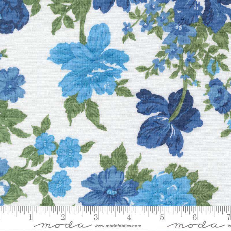 Blueprint Flower White Multi - Quilt Fabric