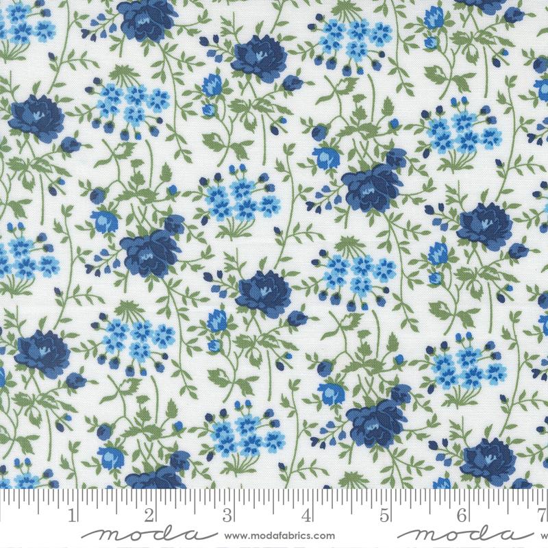 Blueprint Floral White Multi - Quilt Fabric