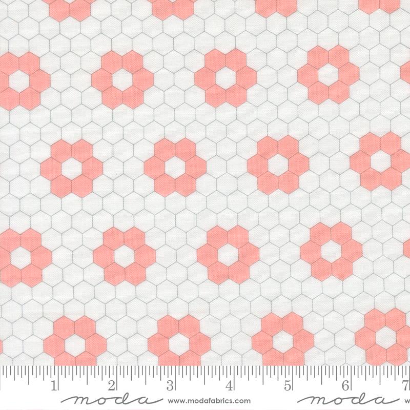 A Cat Named Stitch Hexagon Cream Blush - Quilt Fabric