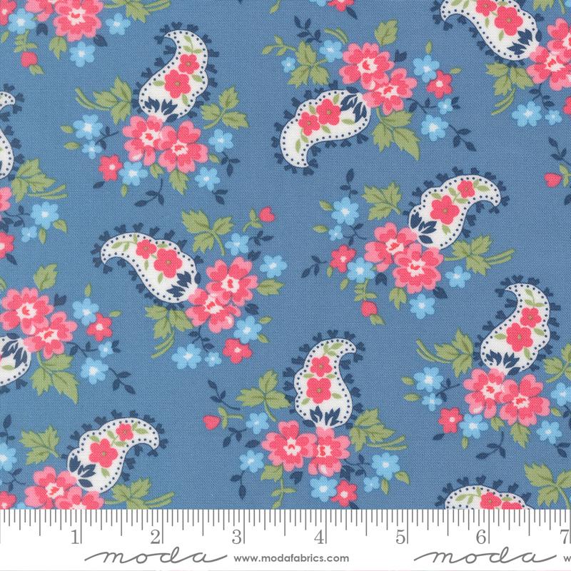 A Cat Named Stitch Paisley Blue - Quilt Fabric
