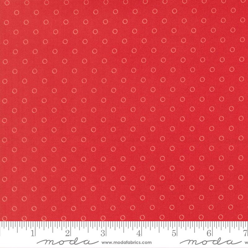 Bloomsberry Dots Red - Quilt Fabric, zoomed in. Select this picture to zoom back out.