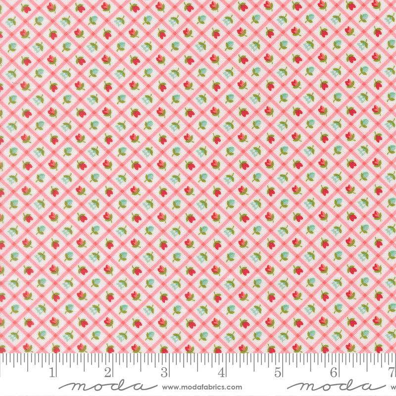 Bloomsberry Gingham Blush - Quilt Fabric, zoomed in. Select this picture to zoom back out.