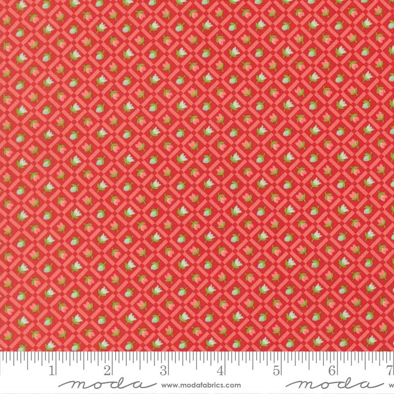 Bloomsberry Gingham Red - Quilt Fabric, zoomed in. Select this picture to zoom back out.