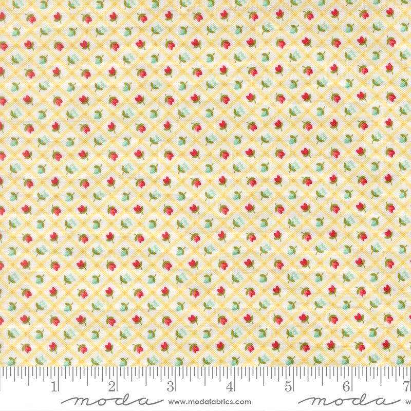 Bloomsberry Gingham Buttermilk - Quilt Fabric, zoomed in. Select this picture to zoom back out.