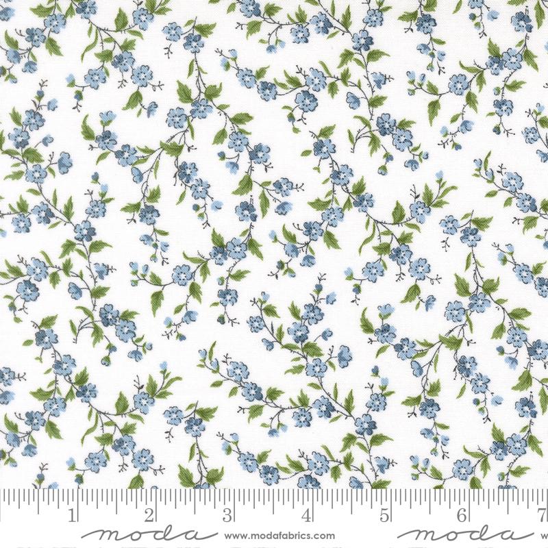 Stars And Stripes Vines White - Quilt Fabric, zoomed in. Select this picture to zoom back out.