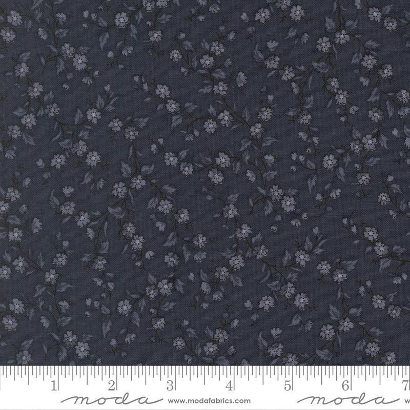 Stars And Stripes Vines Navy Blue - Quilt Fabric, zoomed in. Select this picture to zoom back out.