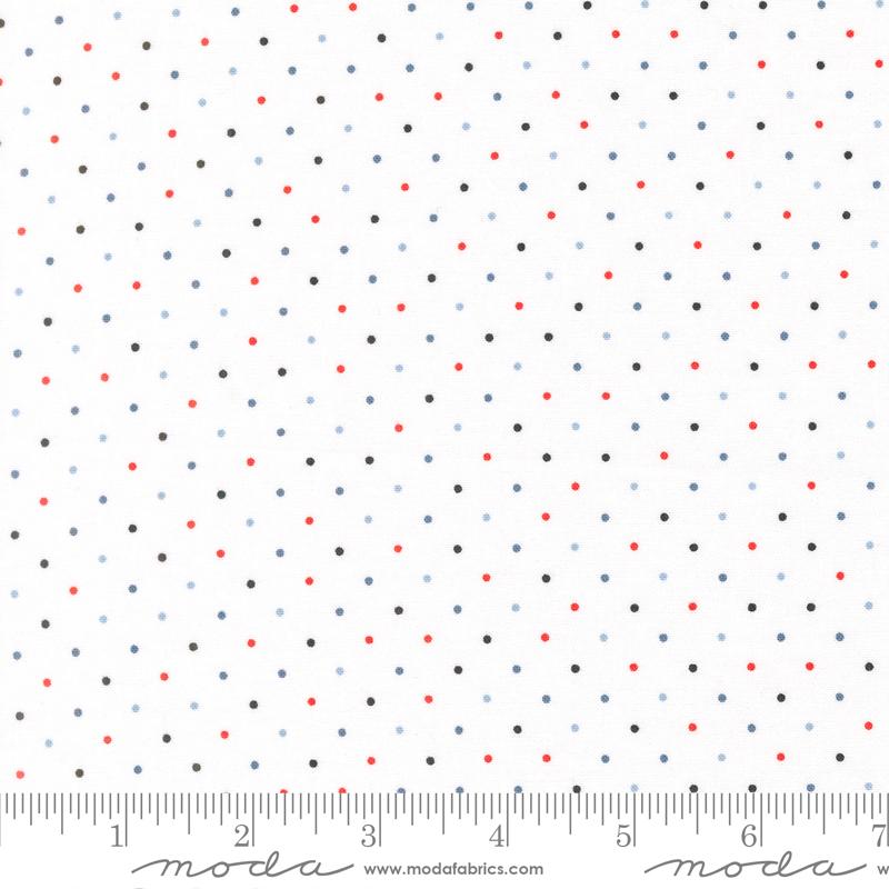 Stars And Stripes Dots White - Quilt Fabric, zoomed in. Select this picture to zoom back out.